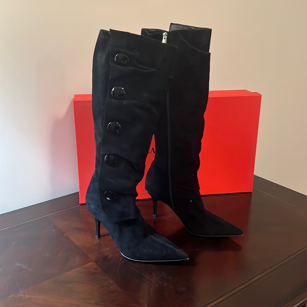 Claudia Ciuti Black suede boots with buttons